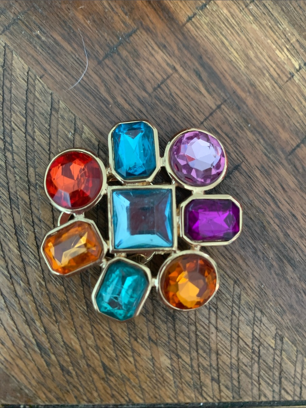 Multicolor Gemstone Scarf Brooch — Vibrant Jewel-Tone Accent